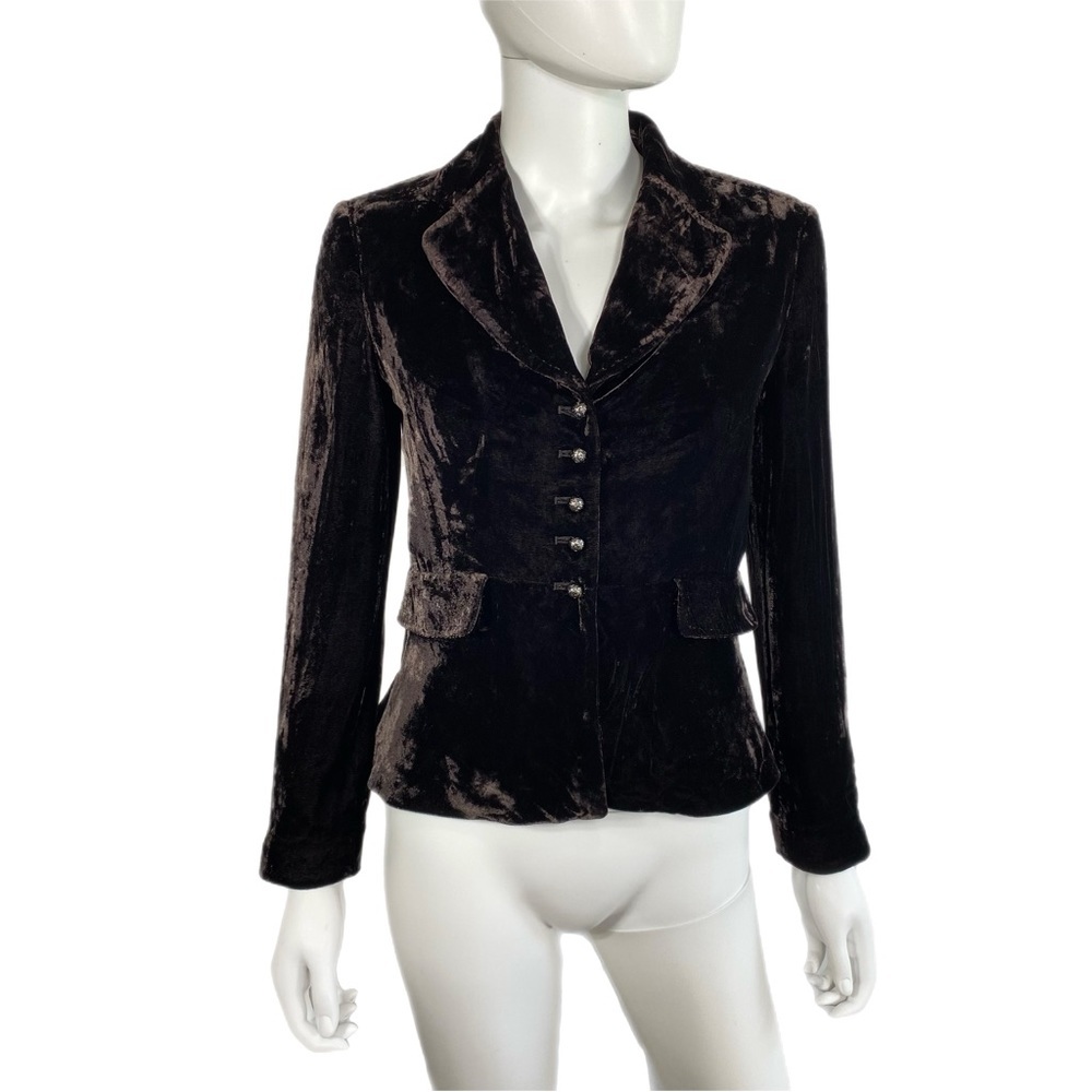 Ann Taylor Petites Dark Brown Velvet Tapered Waist Blazer